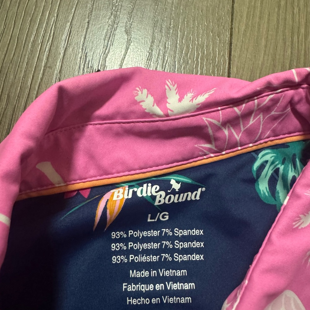 Birdiebound Pink Patterned Men's Shirt Sz Large - Picture 3 of 3